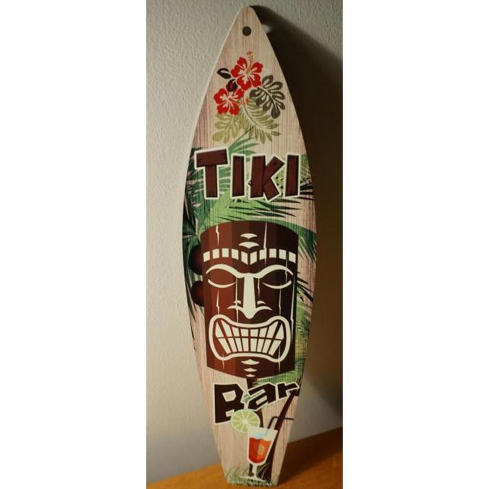 TIKI BAR IDOL WELCOME SIGN Tropical Drink Rustic Beach Bar Surfboard Home Decor